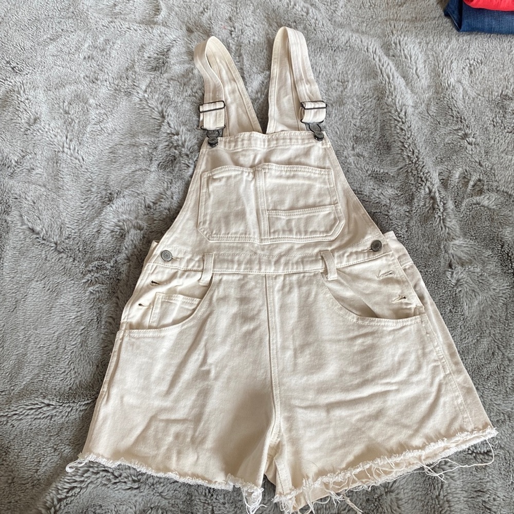 Cream overall shorts
